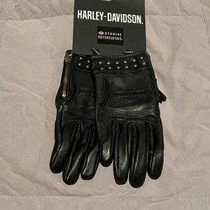Harley-Davidson Electra Full Fingered Studded Leather Gloves - Size Small